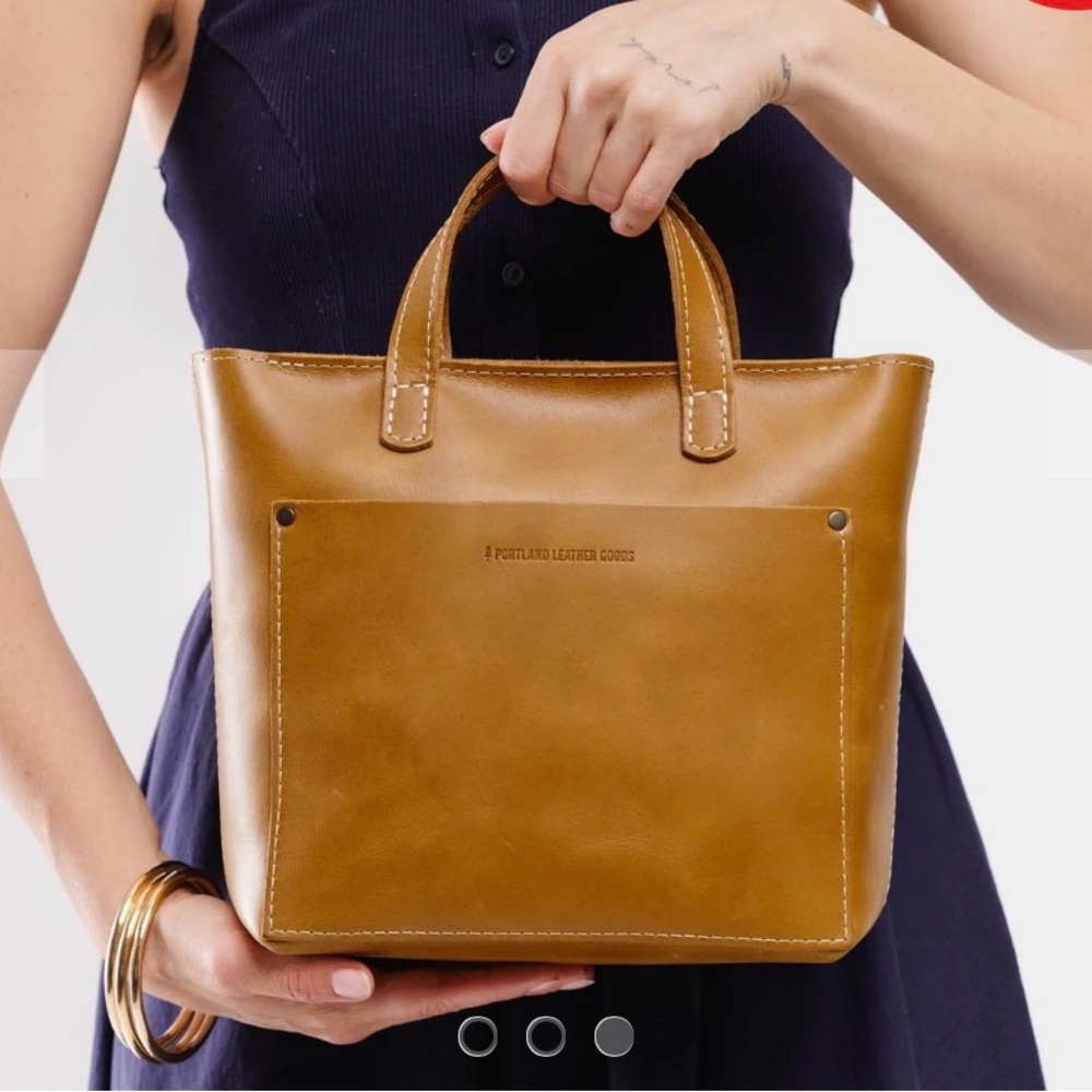 Portland Leather Mini Crossbody Tote Bag in Mango. NEW - Picture 6 of 7
